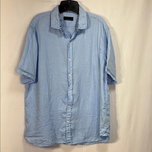 🧳 Tuscano Blue linen  Short Sleeve Shirt